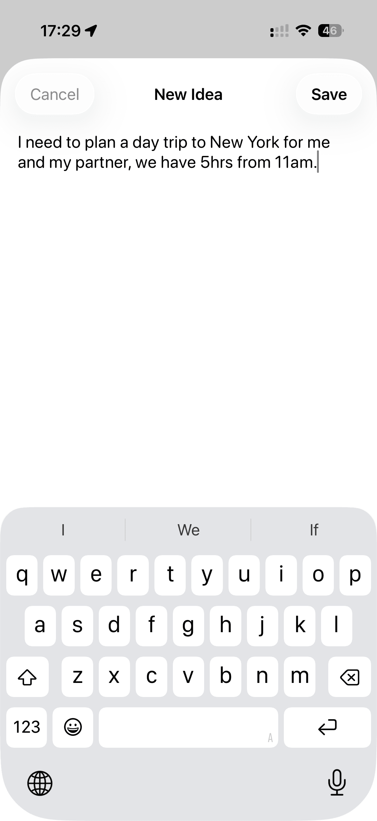 DeckPrompt with a rough idea about planning a weekend in New York