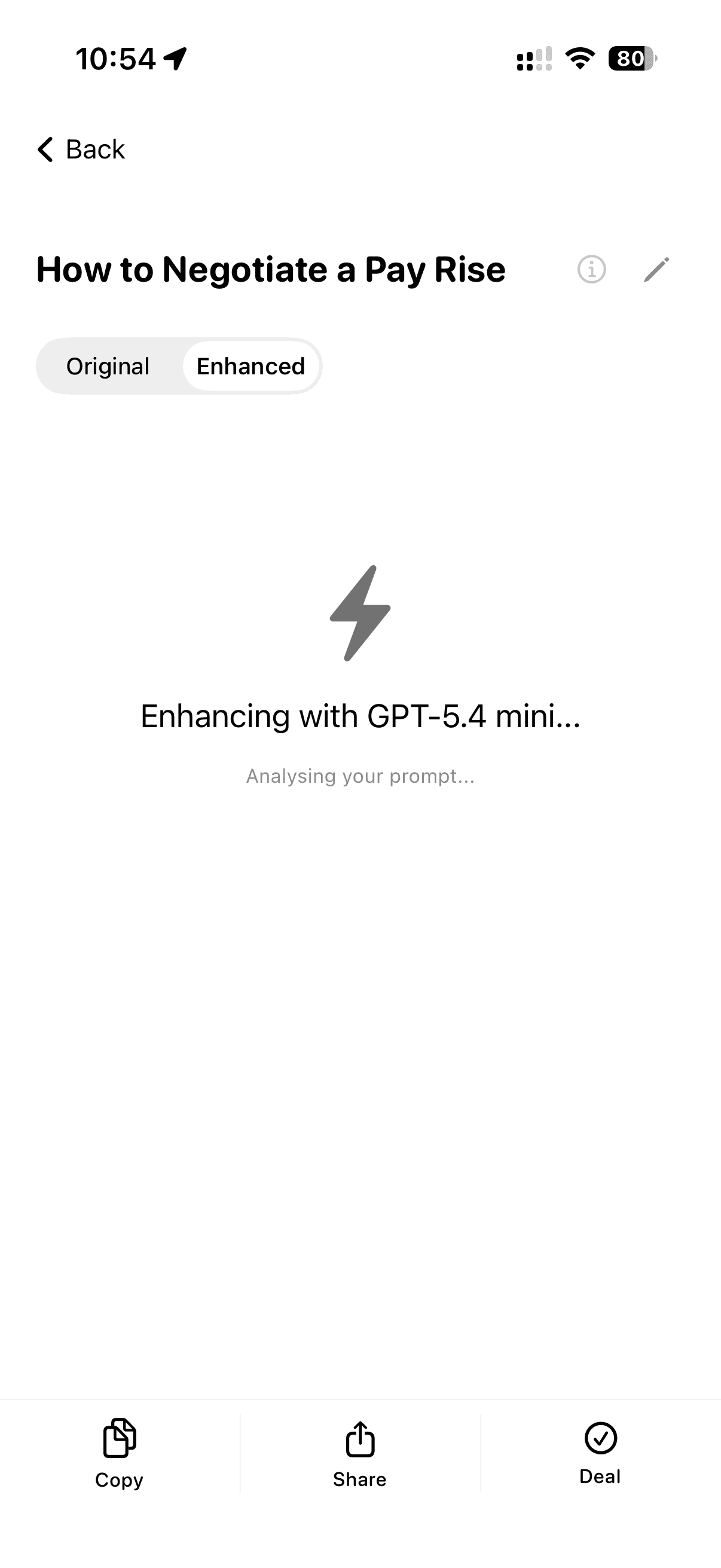 DeckPrompt enhancing a prompt in progress
