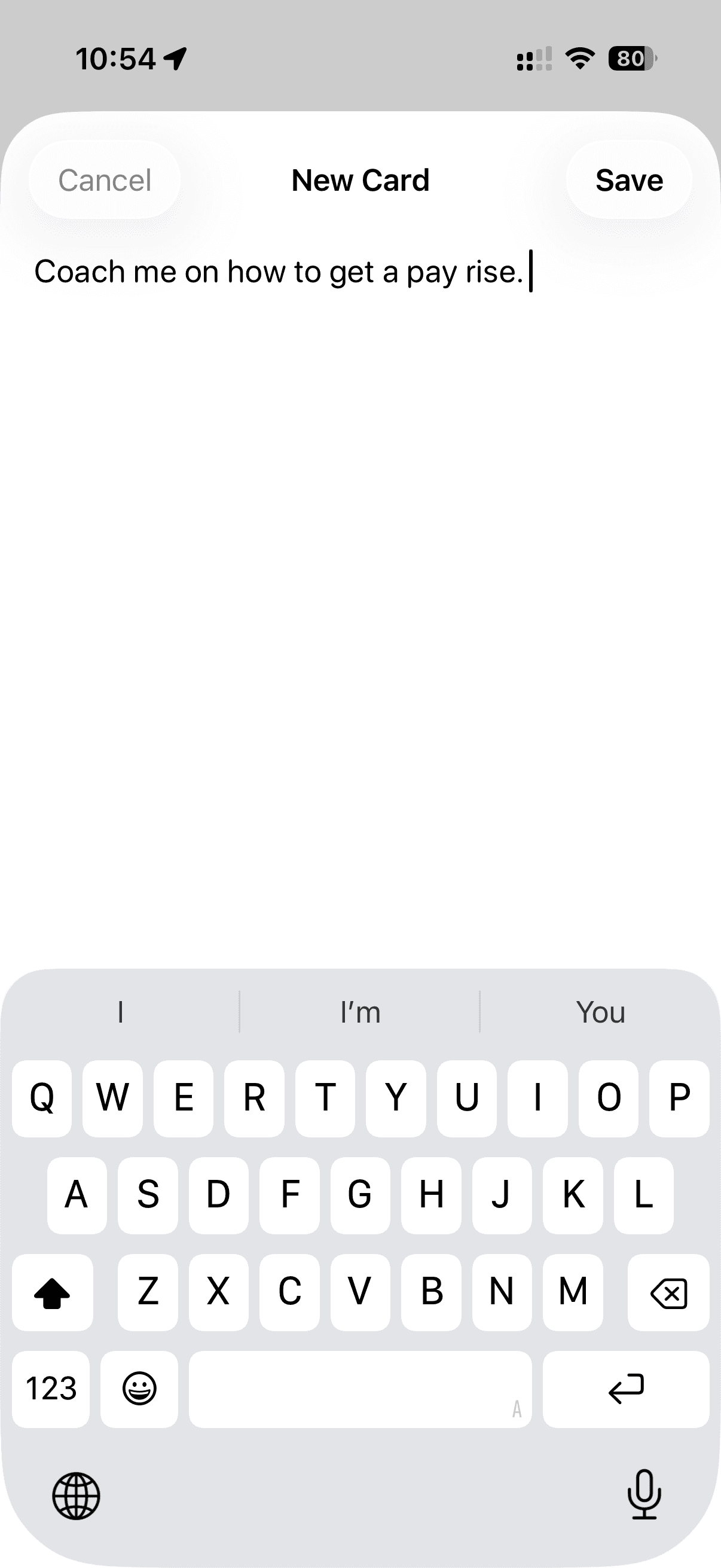 DeckPrompt New Card screen where you type a rough prompt idea